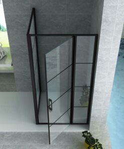 Alternative view of Aloni douchecabine 80×120×200 cm | Mat zwart draaideur 8 mm veiligheidsglas