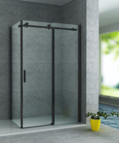 Aloni douchecabine 80×120×195 cm | Mat zwart schuifdeur 8 mm veiligheidsglas