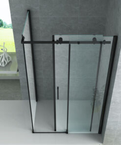 Alternative view of Aloni douchecabine 90×160×195 cm | Mat zwart schuifdeur 8 mm veiligheidsglas