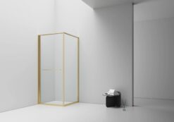 Douchecabine aloni Inslide 90×90×200 cm | geborsteld goud ruimtebesparend 6 mm veiligheidsglas