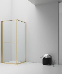 Douchecabine aloni Inslide 90×90×200 cm | geborsteld goud ruimtebesparend 6 mm veiligheidsglas