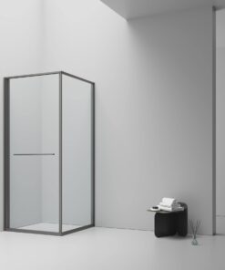 Douchecabine aloni Inslide 90×90×200 cm | Gunmetal ruimtebesparend 6 mm veiligheidsglas
