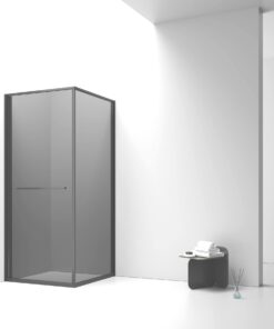 Douchecabine aloni Inslide 90×90×200 cm | mat zwart rookglas ruimtebesparend 6 mm veiligheidsglas