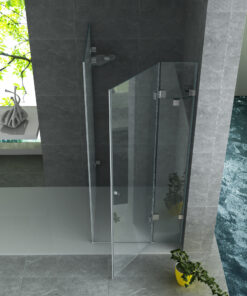 Alternative view of Douchecabine aloni 90x90x195 cm | chroom draaideur + vaste wand 8 mm veiligheidsglas