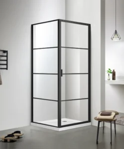 Douchecabine Saniluxe 90x90x195 cm | Mat zwart industrieel 8mm veiligheidsglas