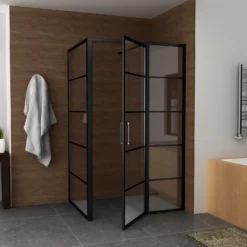 Alternative view of Douchecabine Saniluxe 90x120x195 cm | Mat zwart industrieel 8mm veiligheidsglas