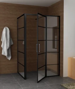 Alternative view of Douchecabine Saniluxe 90x120x195 cm | Mat zwart industrieel 8mm veiligheidsglas