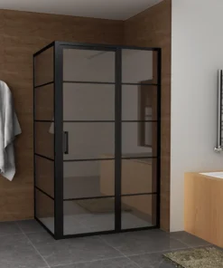 Douchecabine Saniluxe 90x120x195 cm | Mat zwart industrieel 8mm veiligheidsglas