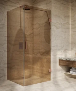 Douchecabine Saniluxe100x100x195 cm | Geborsteld brons glas 8mm veiligheidsglas