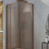 Douchecabine Saniluxe 90x90x195 cm | Geborsteld brons + brons glas lange hendel 8mm veiligheidsglas