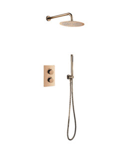 Aloni Inbouw Thermostatische Doucheset met Regendouchekop Ø25cm Geborsteld Koper