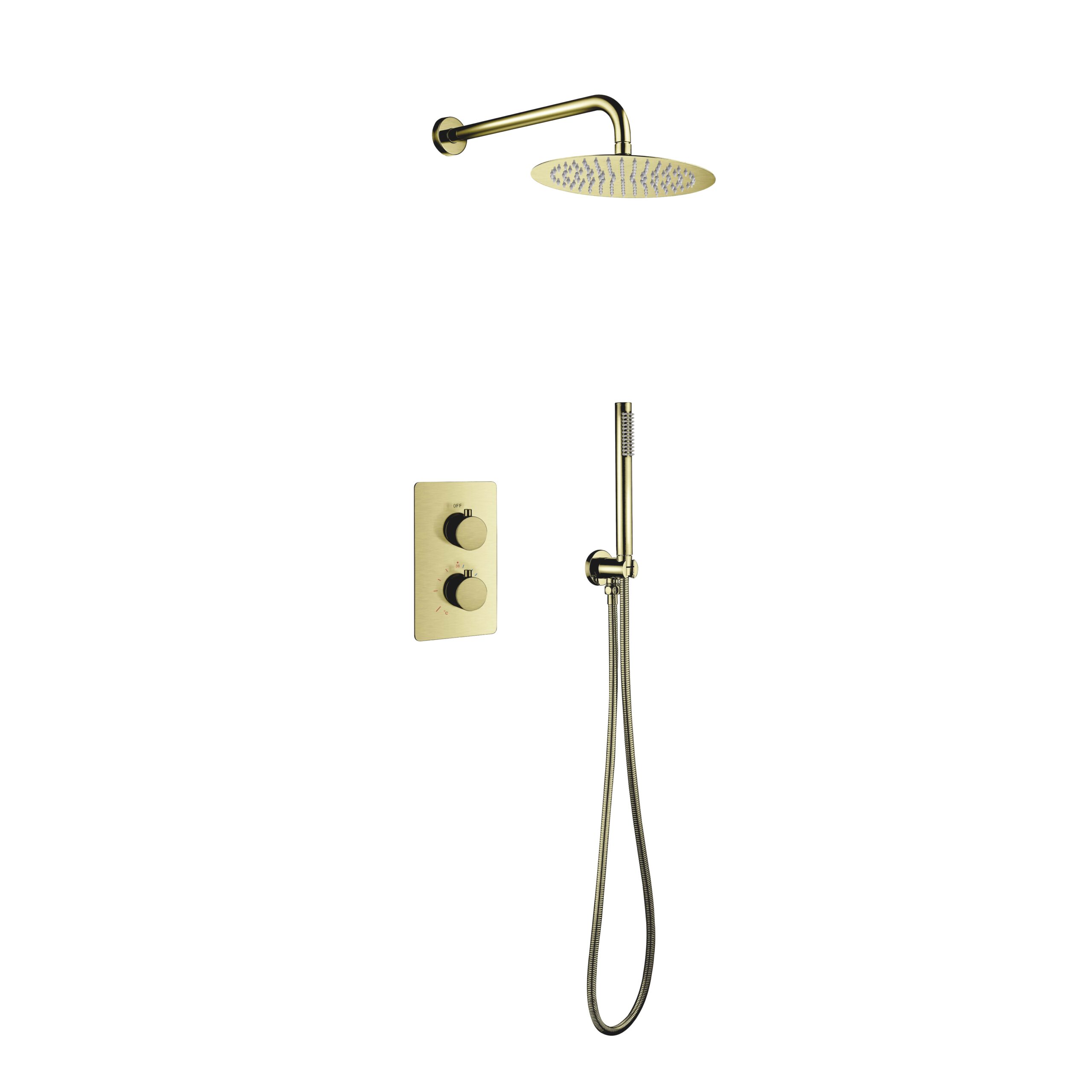 Aloni Inbouw Thermostatische Doucheset met Regendouchekop Ø25cm in Geborsteld Goud