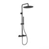 Stria Regendoucheset Thermostatisch Mat Zwart - 30 cm Hoofddouche PVD Opbouw Belgaqua