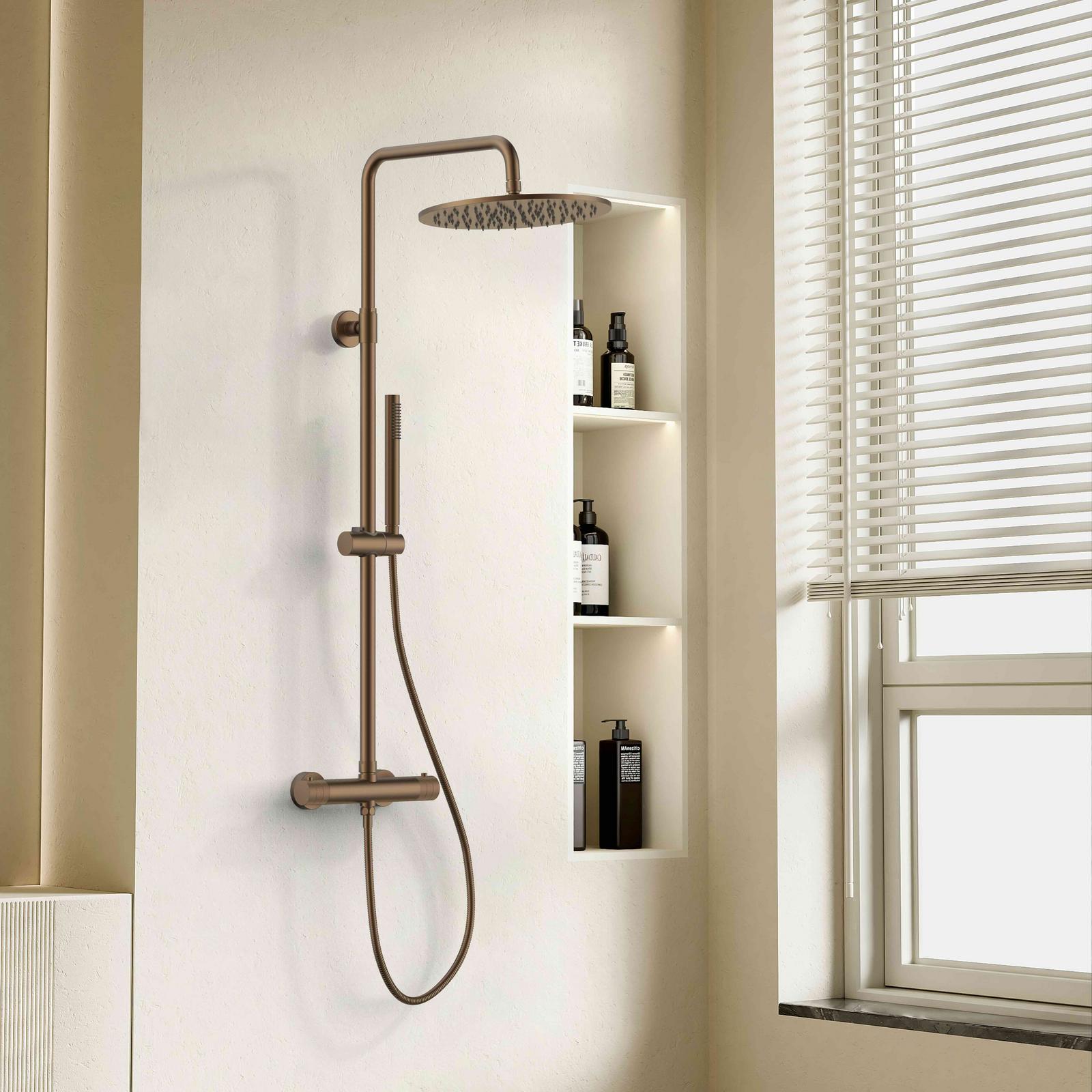 Stria Thermostatische Regendouche Set Bruin Brons - 30 cm Hoofddouche - Afbeelding 3