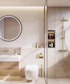 Alternative view of Stria Regendoucheset Thermostatisch Geborsteld Goud 30 cm