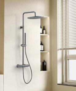 Stria Regendouche Set Thermostatisch Gunmetal - 30 cm Hoofddouche - Afbeelding 3